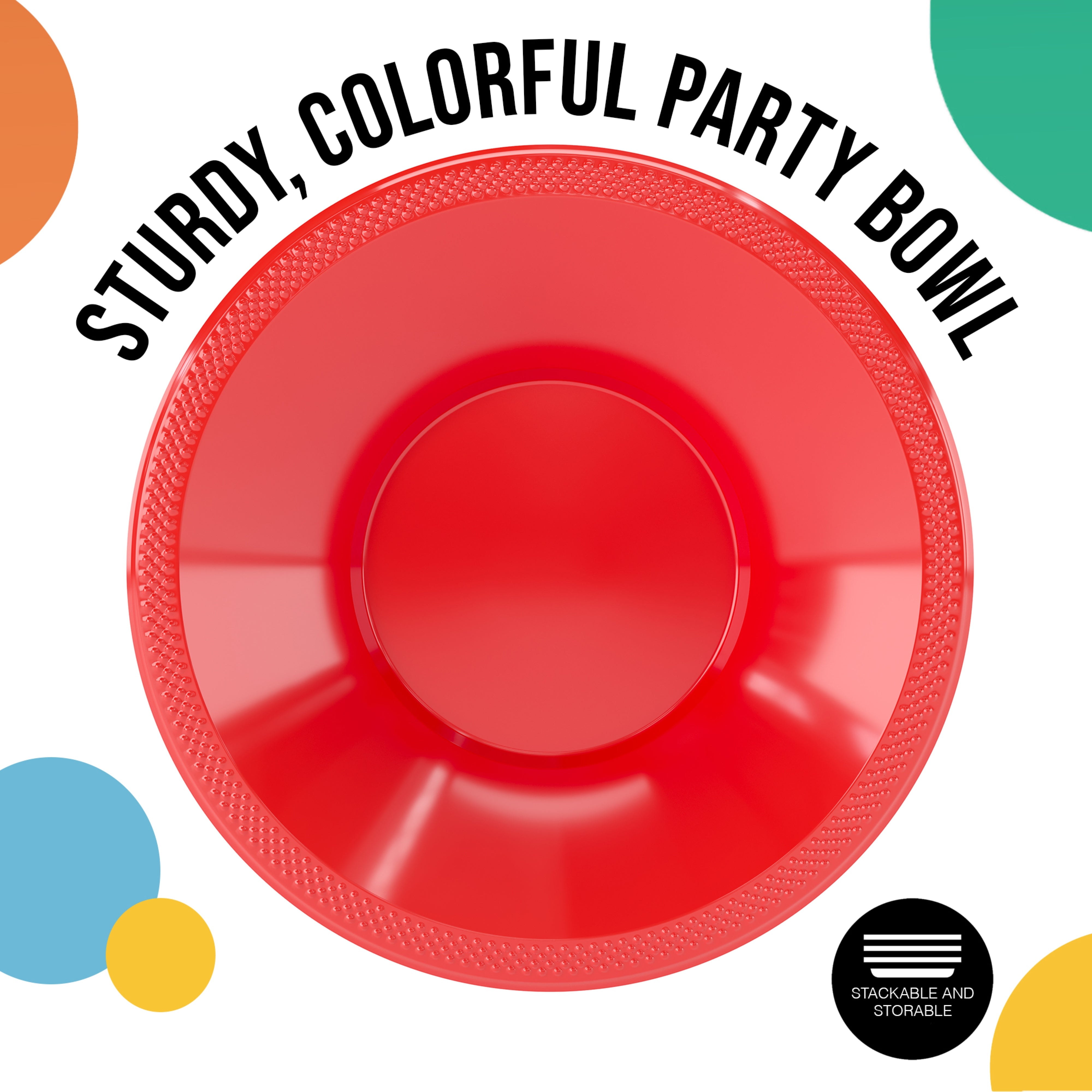 thumbnail image 2 of Creative Converting 28103151 20 Count Touch Of Color Plastic Bowl, 12 Oz, Classic Red 2 of 11