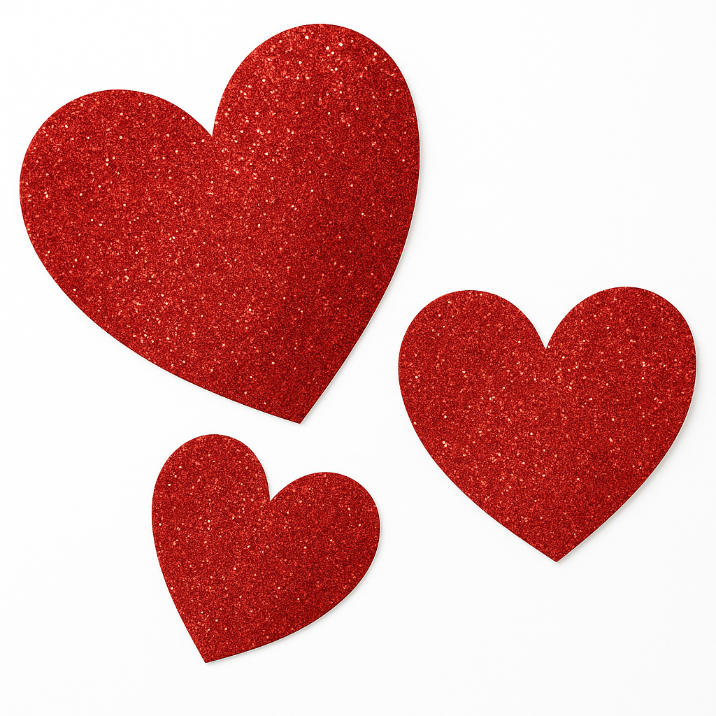 Glitter Heart Cut-Out Decorations Mega Pack - 20 Pieces