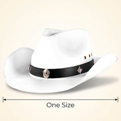 White Cowboy Hat with Studded Band - Classic Western Costume Accessory