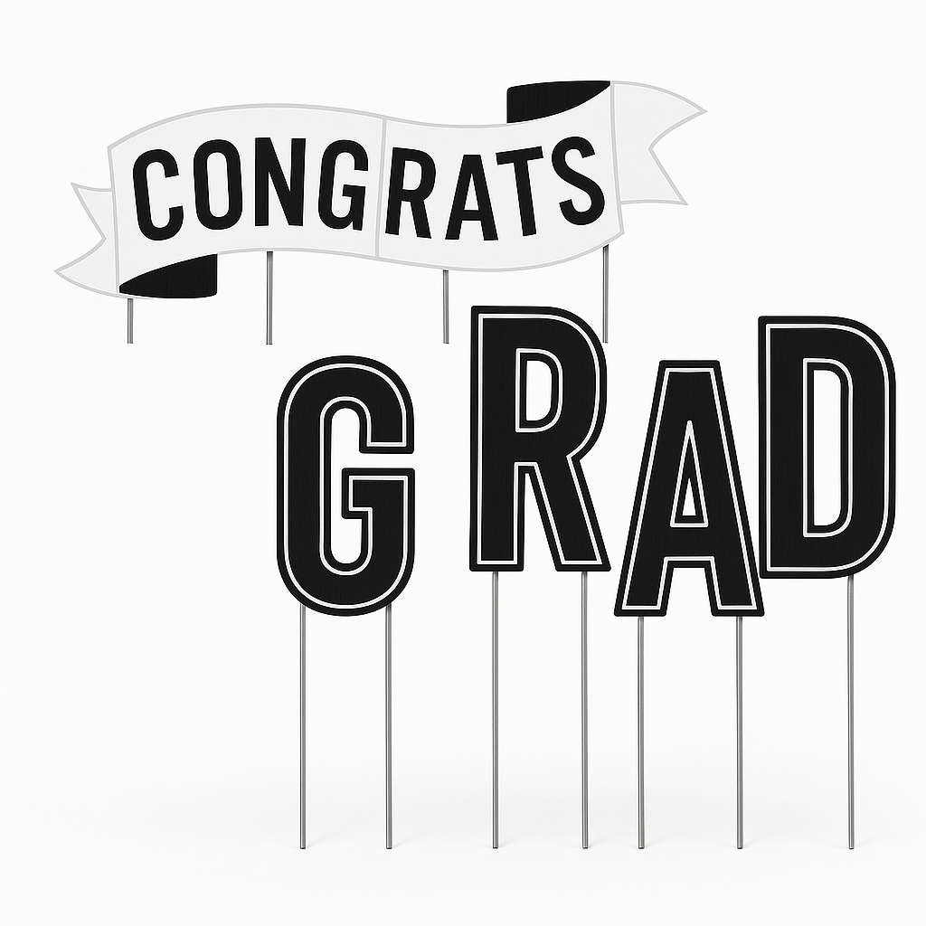 "Congrats Grad" Yard Sign Decorations for Graduation Celebration