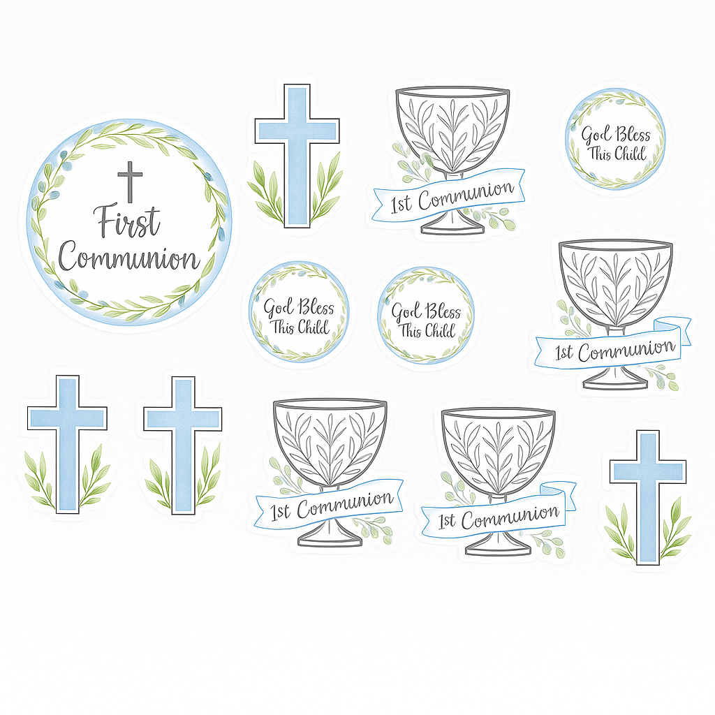 Sacraments Blue Communion Cutout Decorations, 12-Pack
