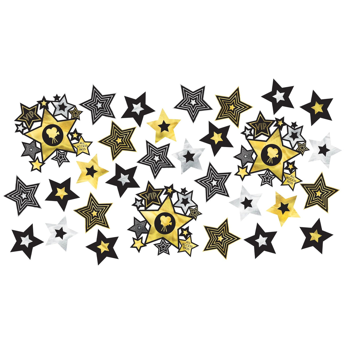 Hollywood Awards Night Star Cutouts - Black & Gold, 30-Pack
