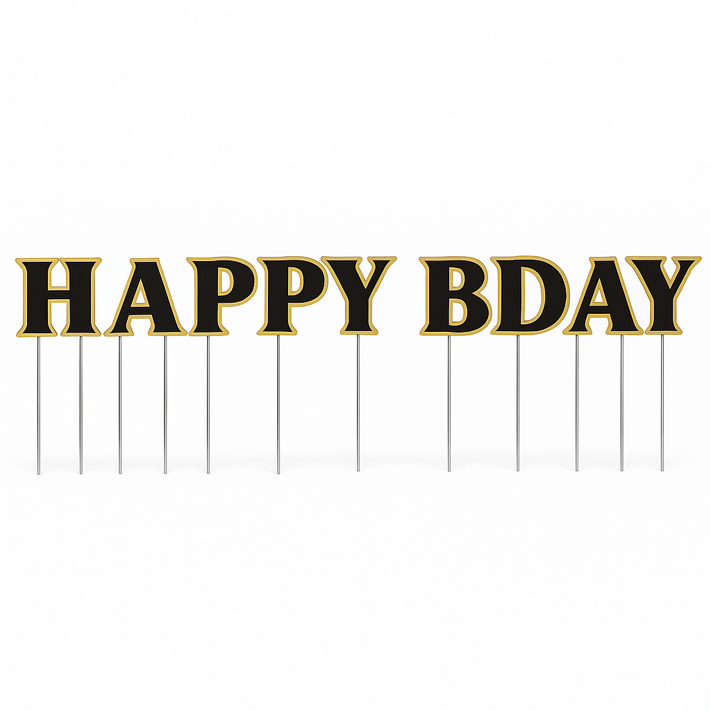 "Better with Age" Birthday Yard Sign ‚Äì Black/Gold, 9-Piece Set