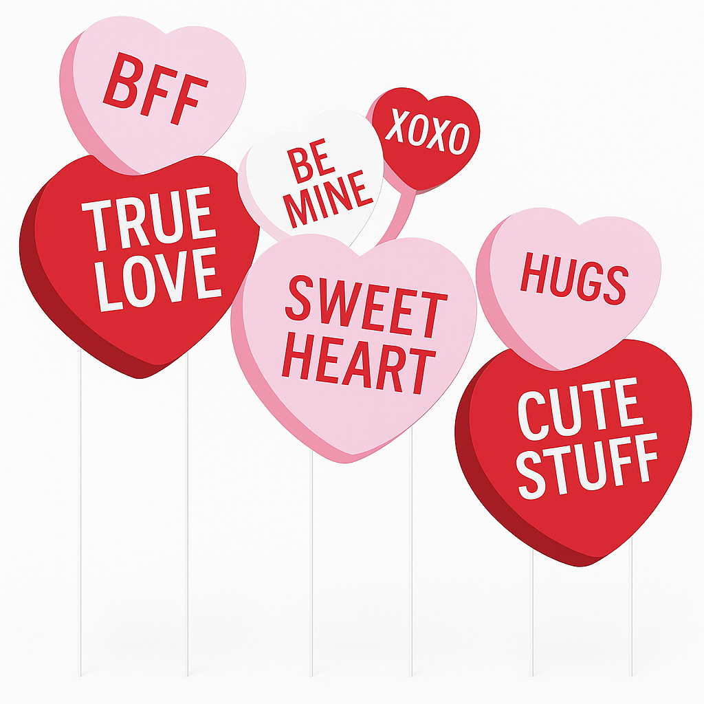 Valentine's Day Heart Yard Sign Set