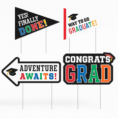 Graduation Yard Sign Kit - Multicolor Corrugated Stakes