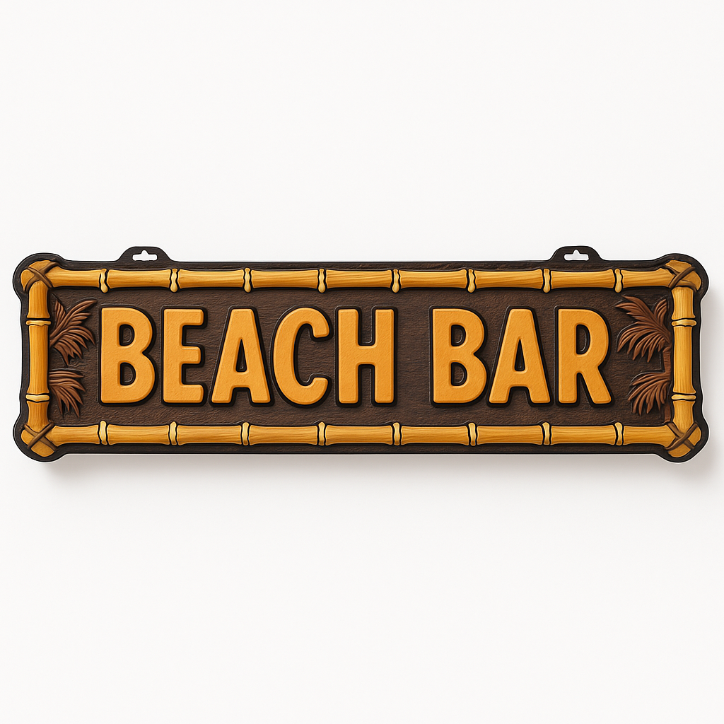 Summer Beach Life Bar Sign with Faux Bamboo Texture