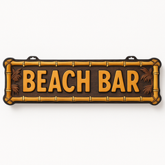 Summer Beach Life Bar Sign with Faux Bamboo Texture