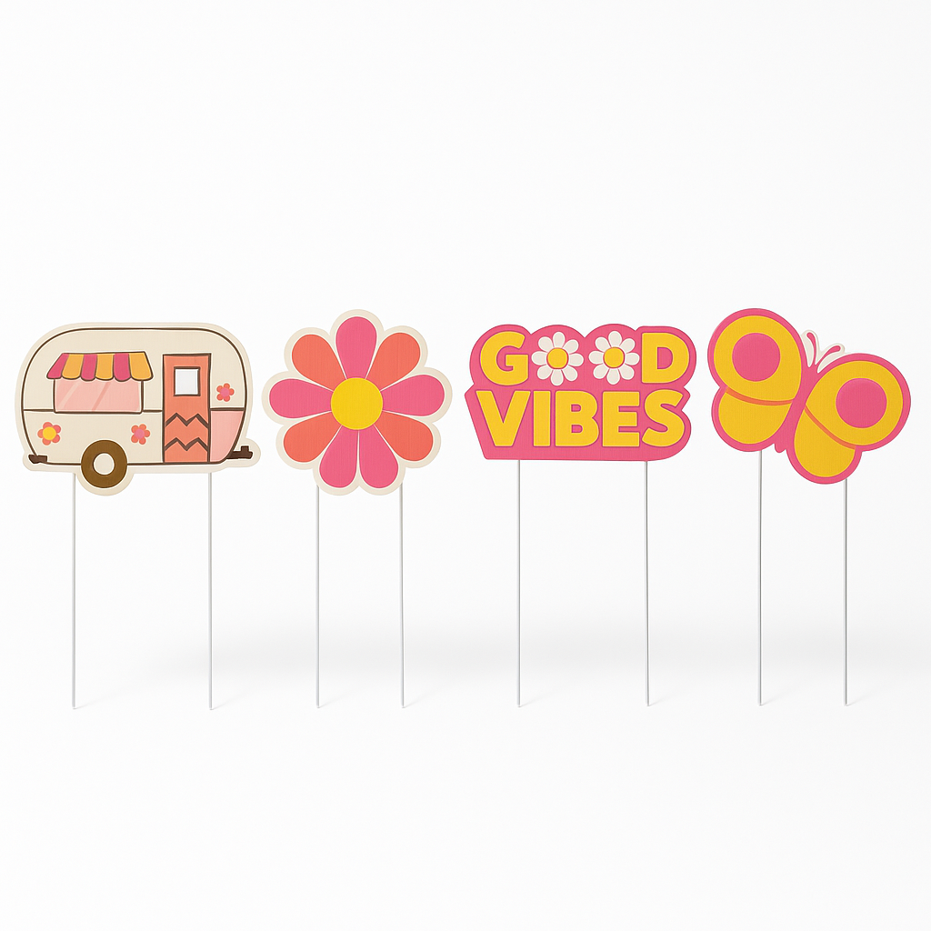 Summer Throwback Corrugated Yard Signs Set - 4 Pack