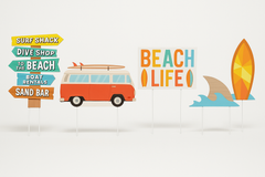 Summer Beach Life Corrugated Tabletop and Yard Sign Set - 5 Pack