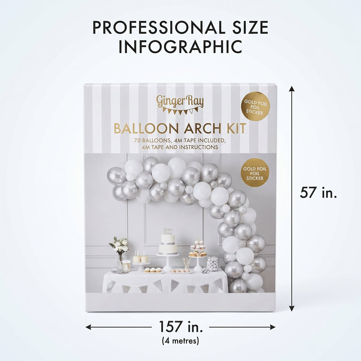 Elegant Silver Balloon Arch Kit