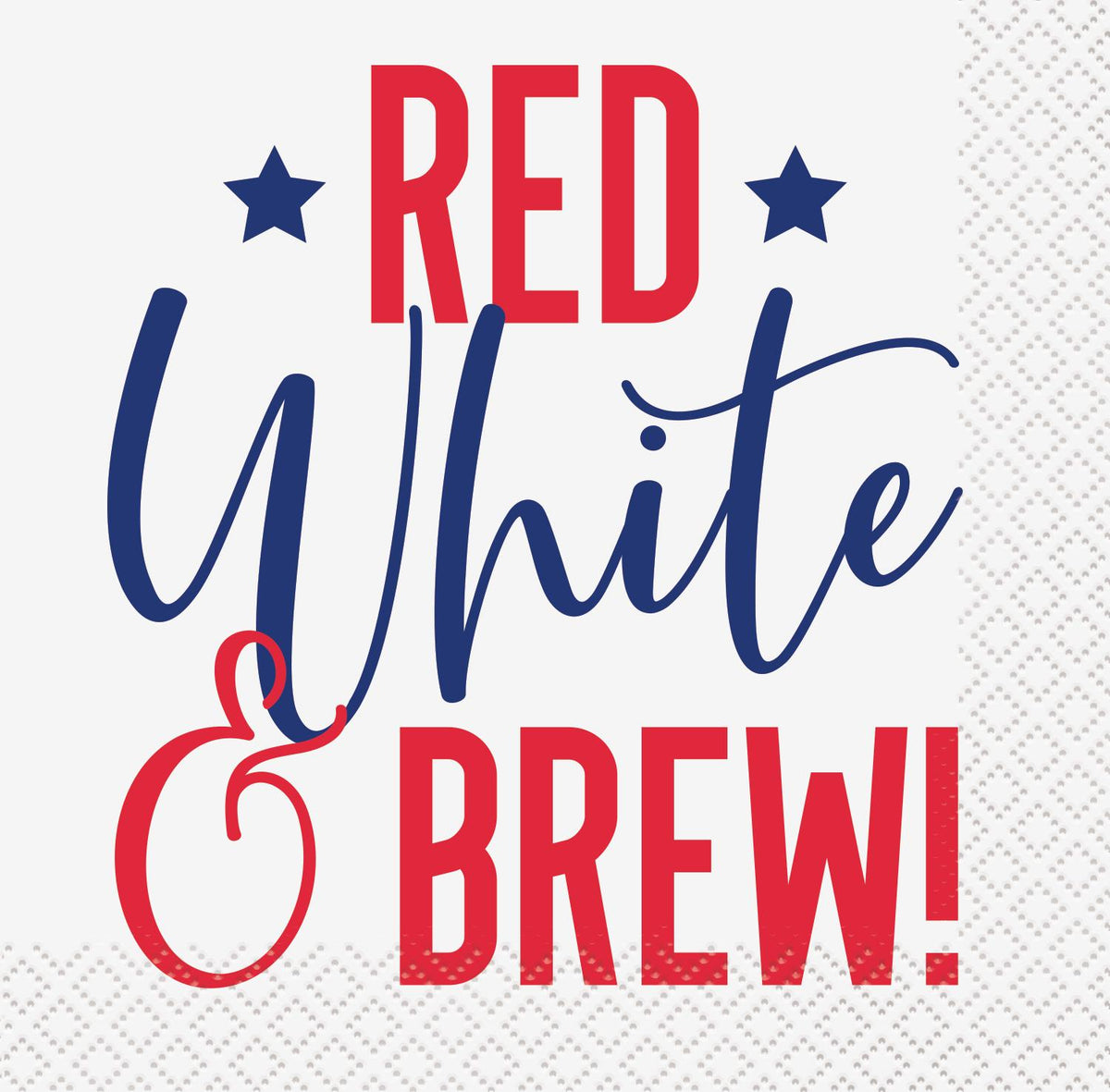 Peppy Patriotic "Red White & Brew" Beverage Napkins | 16 Count