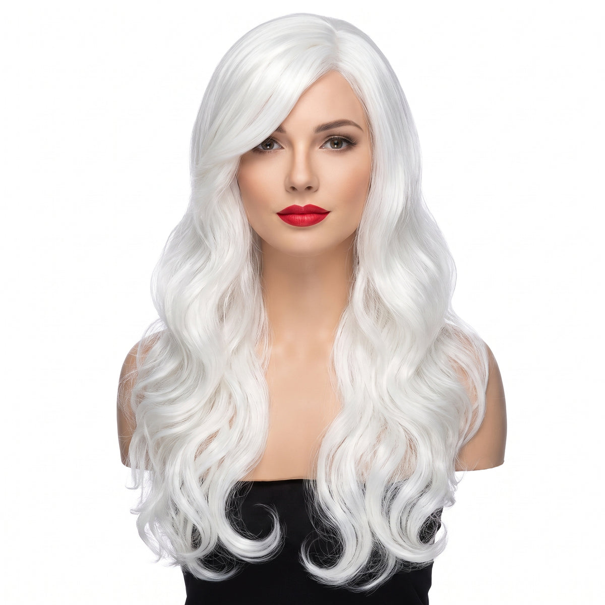 Glamorous Long White Wig - Costume Accessory for Team Spirit