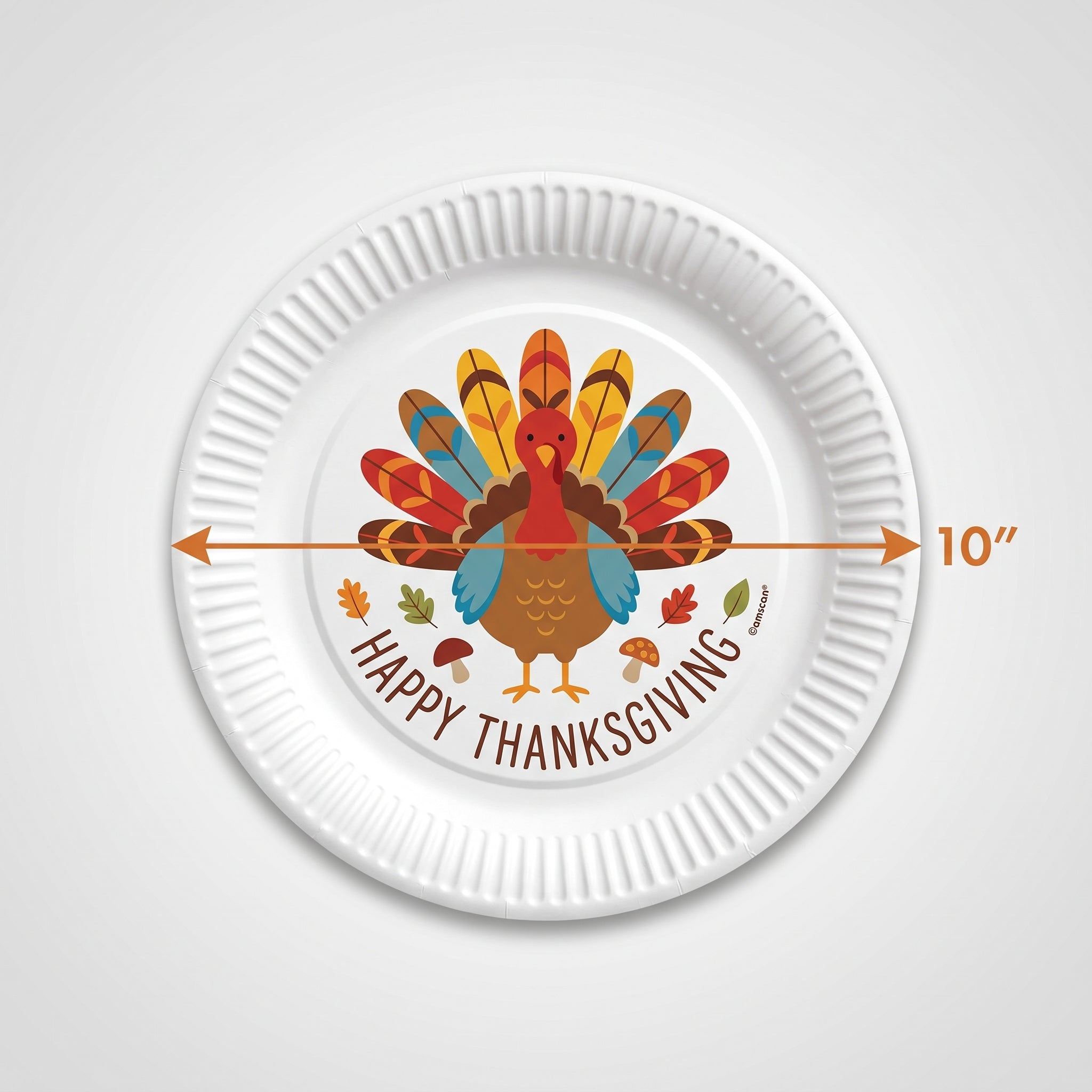 Festive Thanksgiving Turkey 10" Round Paper Plates