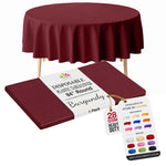 Round Burgundy Plastic Table Cover | 84 in.
