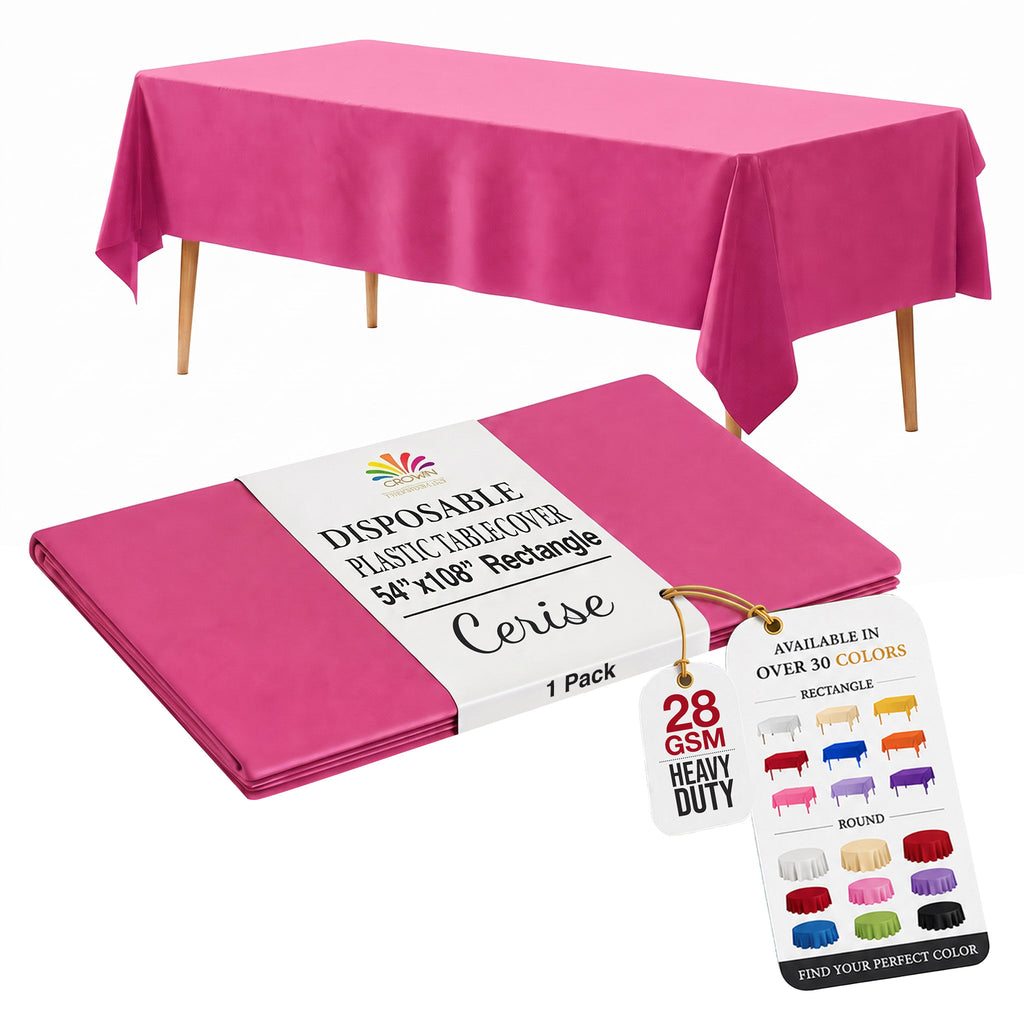 Cerise Plastic Table Cover