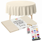 Round Ivory Plastic Table Cover | 84 in.