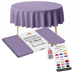Round Lavender Plastic Table Cover | 84 in.