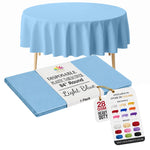 Round Light Blue Plastic Table Cover | 84 in.