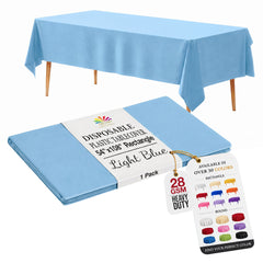 Light Blue Plastic Table Cover | 54 in. x 108 in.