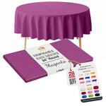 Round Magenta Plastic Table Cover | 84 in.