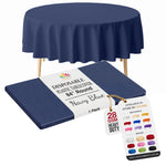 Navy Blue Round Plastic Table Cover | 84 in.
