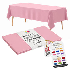 Pink Plastic Table Cover | 54 in. x 108 in.