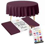 Plum Round Plastic Table Cover | 84 in.