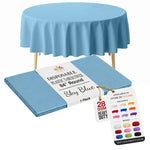 Round Sky Blue Plastic Table Cover | 84 in.