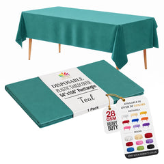 Teal Plastic Table Cover | 54 in. x 108 in.