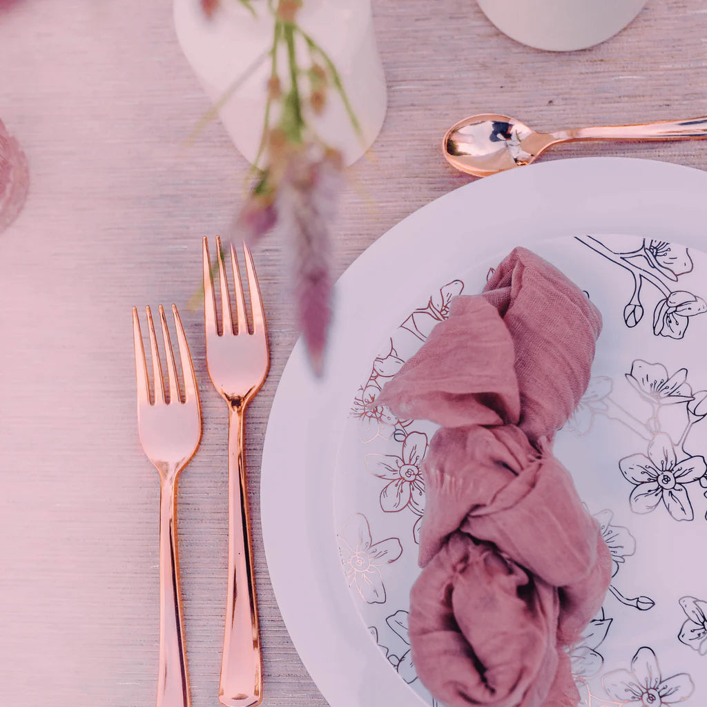 Exquisite Classic Rose Gold Plastic Forks | 20 Count