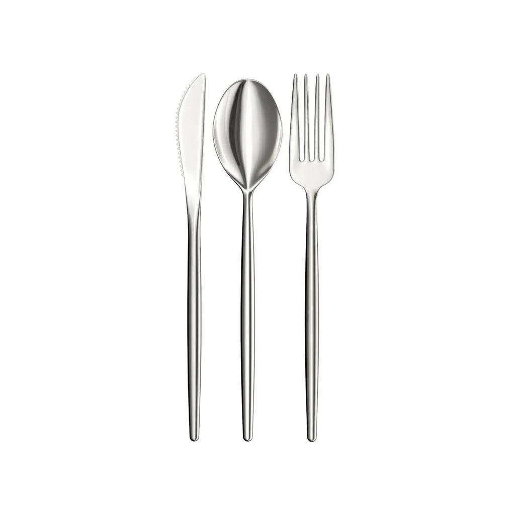 120 Pack Gloss Cutlery Set | Silver 40/40/40