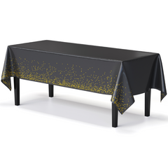 Celebrate Printed Table Cover 54" x 108" Black/Gold