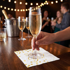 "He Asked, She Said Yes!" Gold Beverage Napkins - 16 Pack - 5 In. X 5 In.