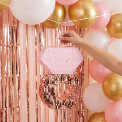 Mini Blush and Rose Gold Diamond Ring Piñata - Elegant Wedding Decor