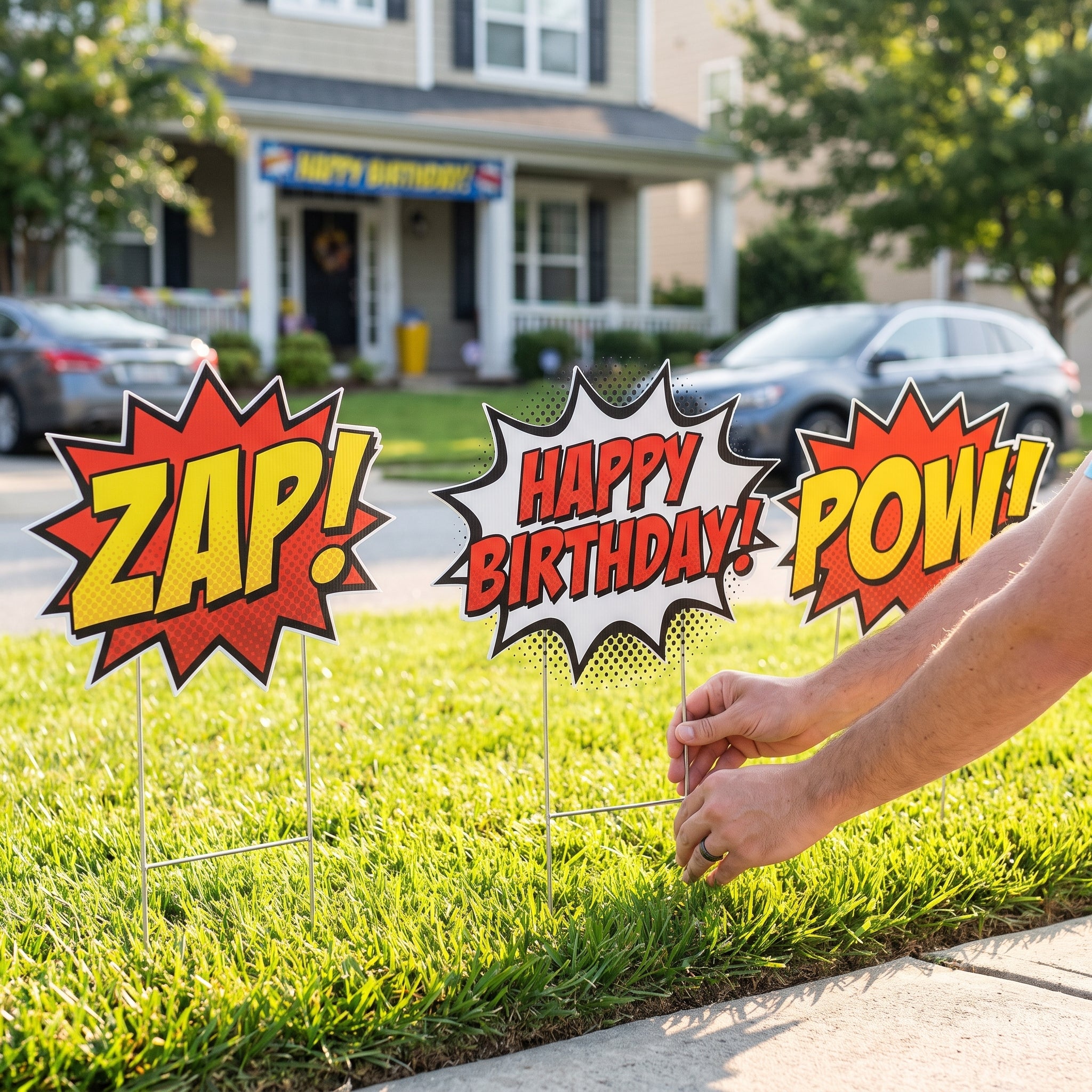 Superhero Birthday Lawn Signs - Comic Book Style