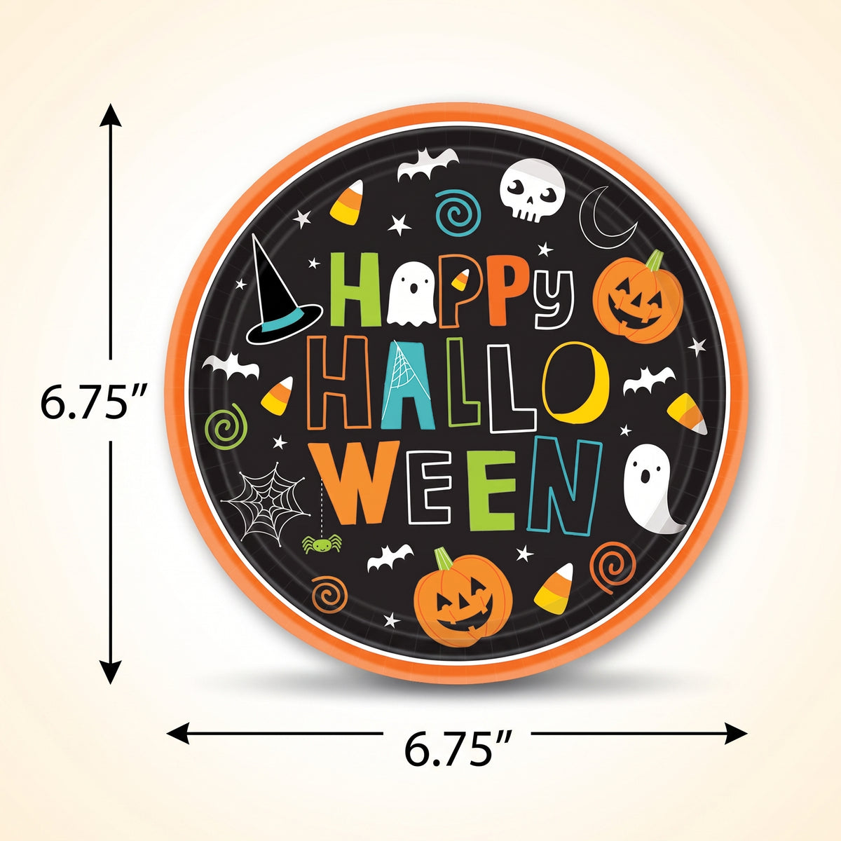 Spooky Halloween Friends 6.75" Round Paper Plates