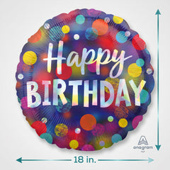 Vibrant Polka Dot Happy Birthday 18-inch Foil Balloon
