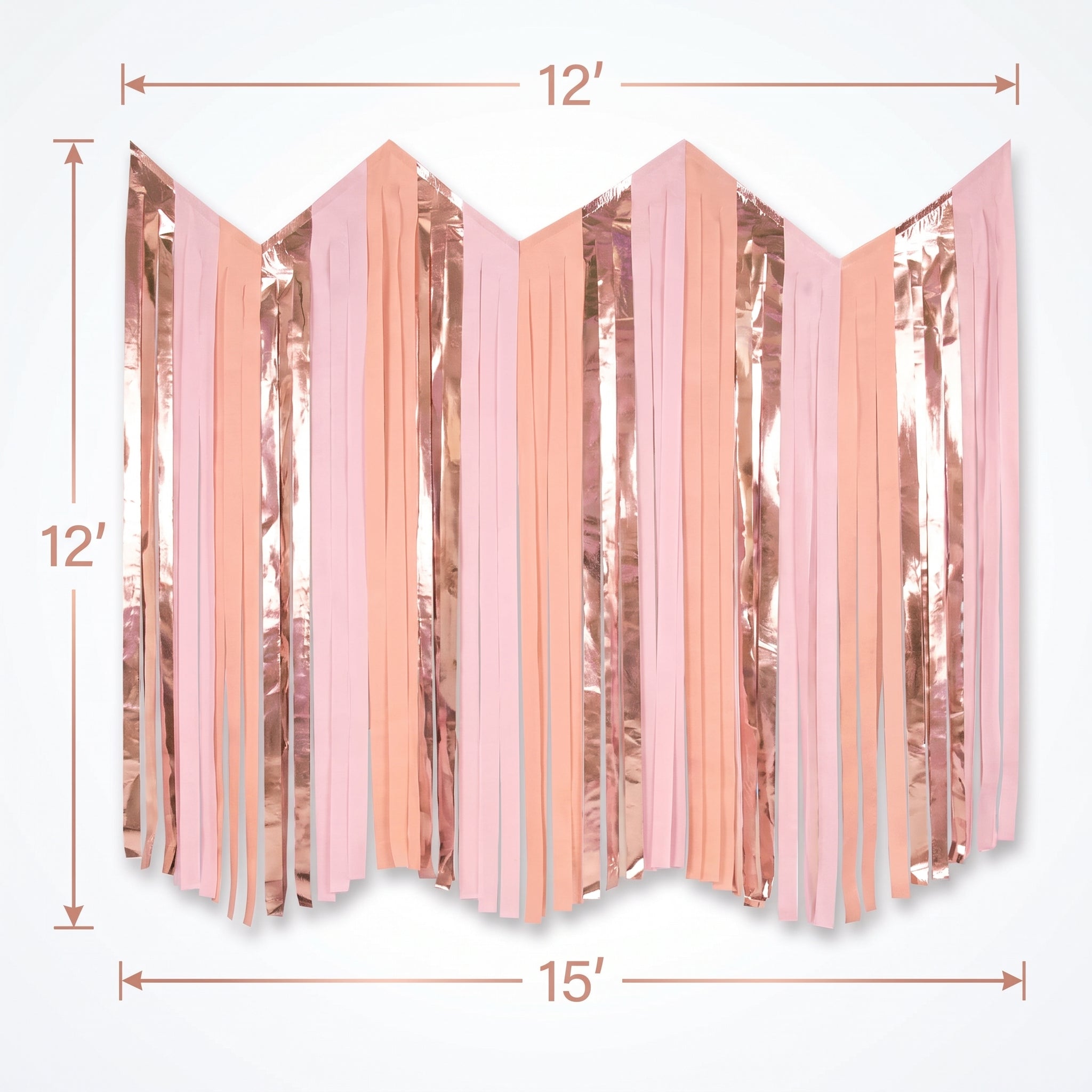 Rose Gold Accordion Fringe Ceiling Hanging Decoration - 12 ft