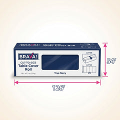 True Navy Plastic Table Cover Roll with Built-In Slide Cutter - 54 in x 126 ft