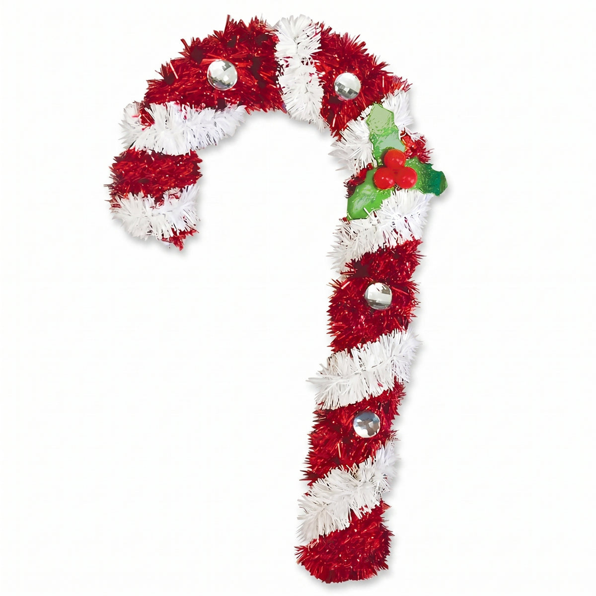 Festive 3D Tinsel Candy Cane Decoration