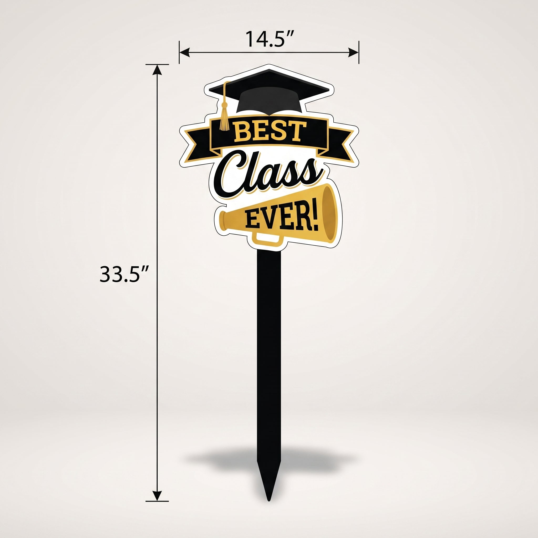 "Best Class Ever" Graduation Yard Stake Sign, Gold/Black, 8.5-in