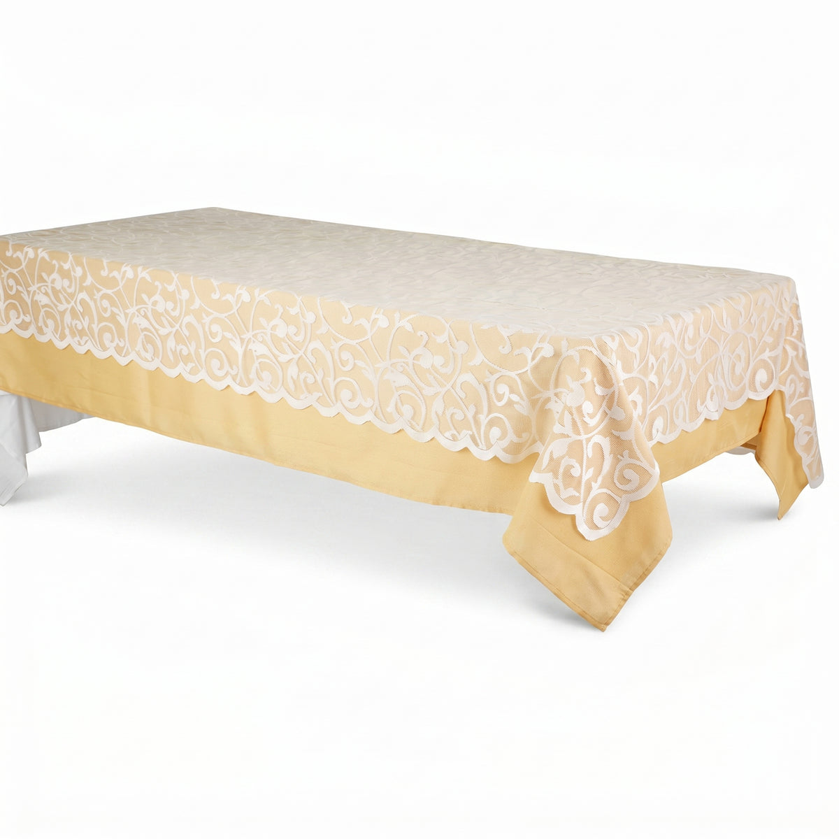 Elegant White Lace Tablecloth - 60x84 inches, Reusable Fabric Table Cover