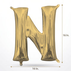 Gold Metallic Foil Letter "N" Balloon - Air Filled
