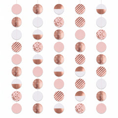 Elegant Rose Gold Hanging Circle Decorations - 5 Pack