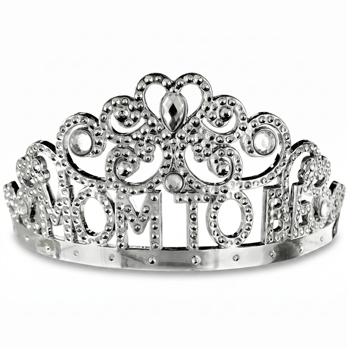 "Mom To Be" Silver Tiara with Sparkling Gems for Baby Shower