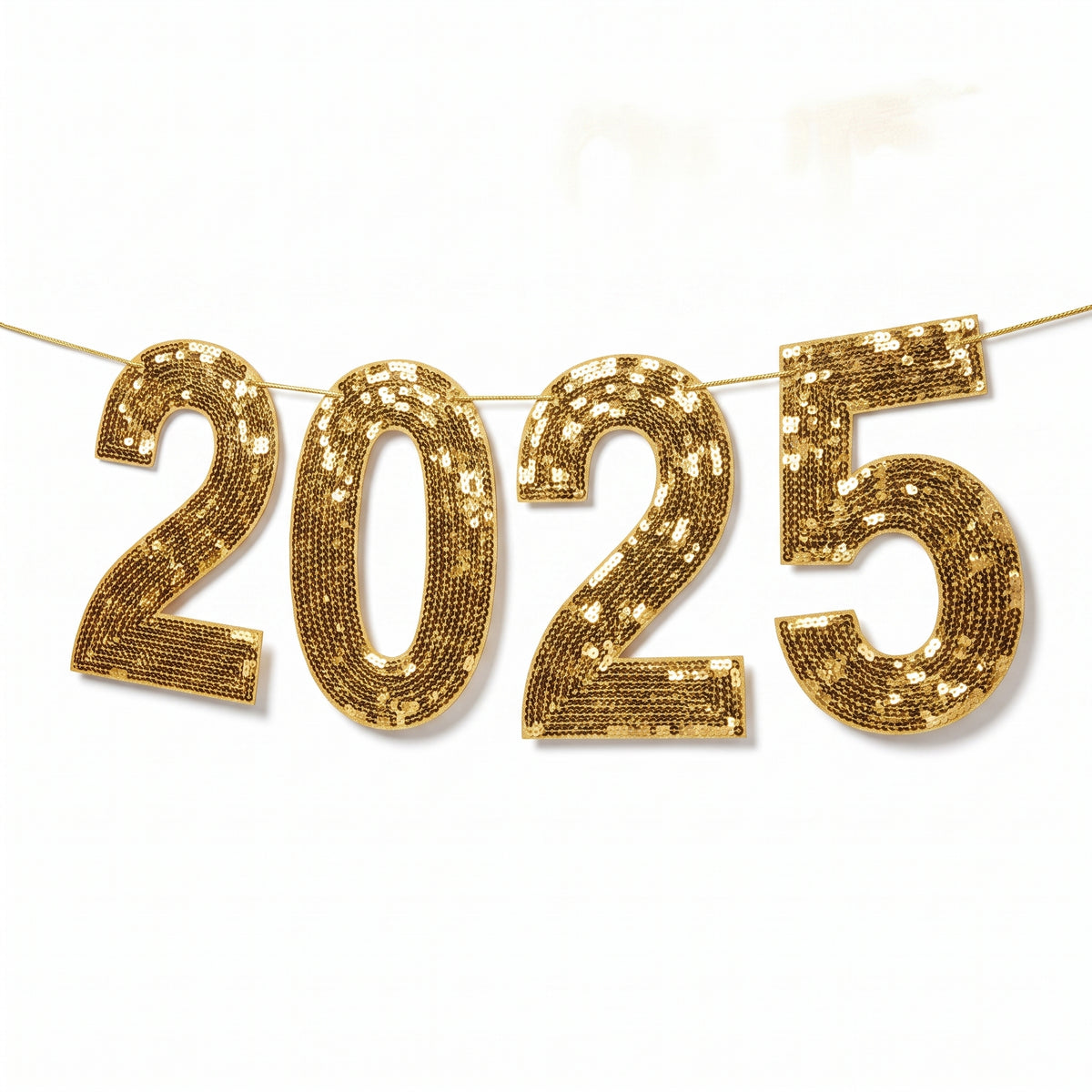 2025 Gold Paillette Oversized New Year's Hanging Banner, 12 Ft