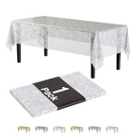 White Floral Plastic Table Cover | 54 in. x 108 in.