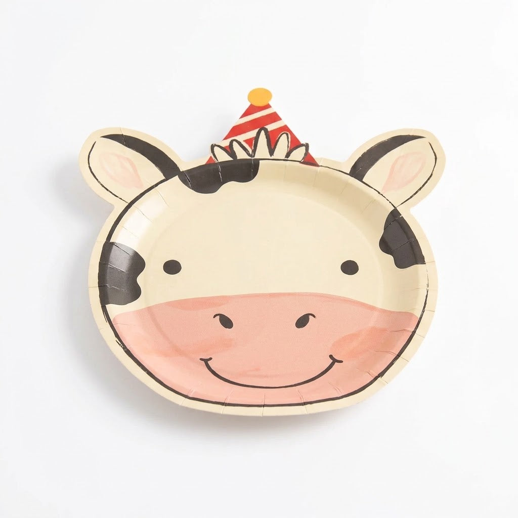 Cow-Shaped Barnyard Birthday Dessert Plates, 7-Inch, 8-Pack
