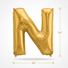Gold Letter N Foil Balloon