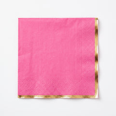 Bright Pink Luncheon Napkins with Hot Stamp - 6.5 in. x 6.5 in.